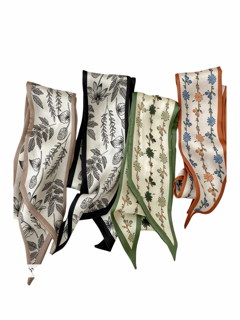 Botanical Print Twilly Scarf Set NWT
